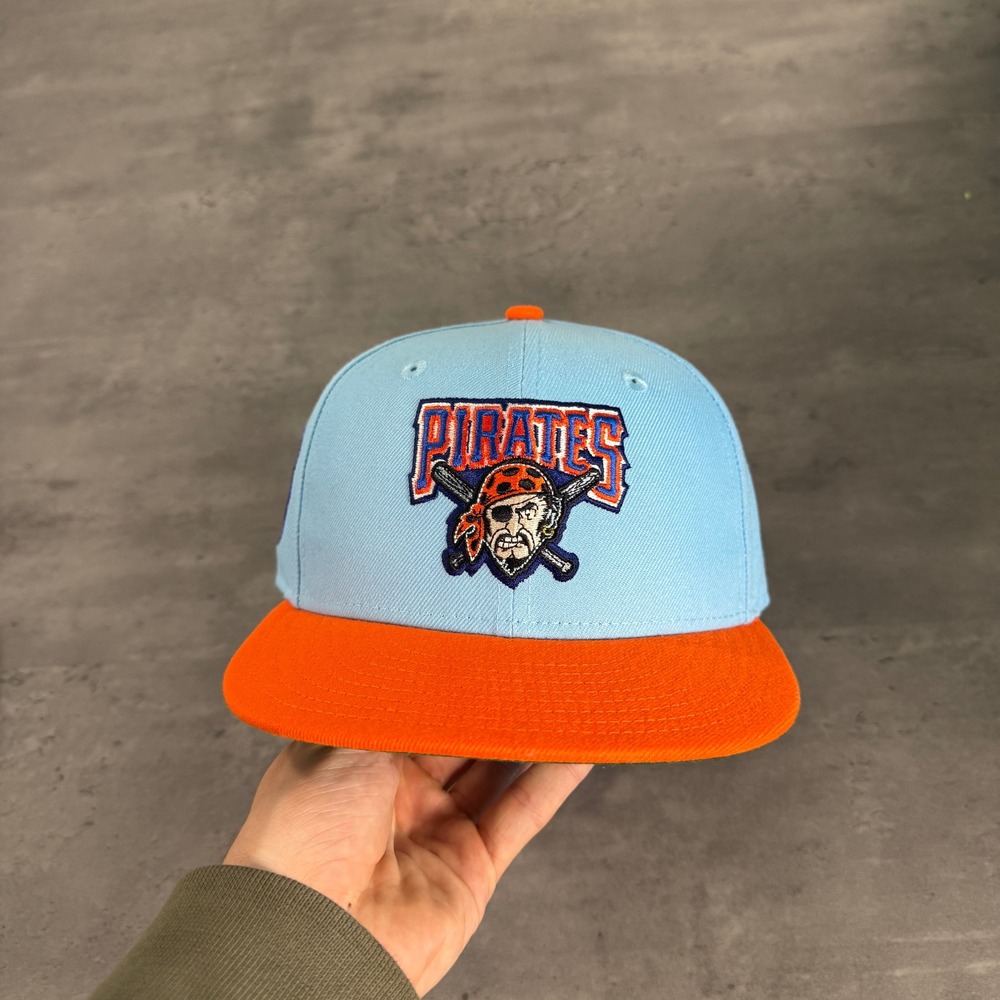 Hat Club Pittsburgh Pirates New Era Cap 7 1/4 Gulf Racing Light Blue Orange - Picture 2 of 7